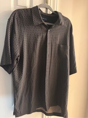 Toscano Men's Black Geometric Short-Sleeve Polo